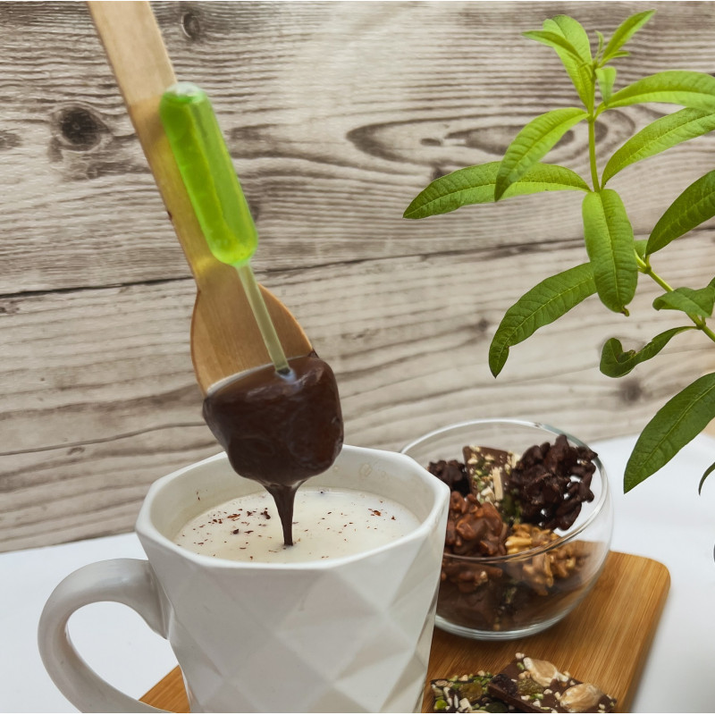 Cuillères à chocolat chaud à la Verveine verte du Velay